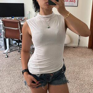 Intimately free people white sheer mock neck full length tank top